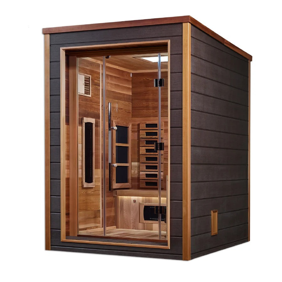 Golden Designs Nora 2 Person Hybrid (Full Spectrum IR or Traditional Stove) Outdoor Sauna | GDI-8222-01