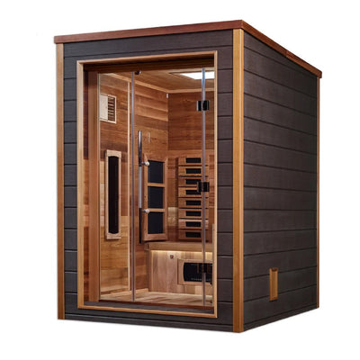 Golden Designs Nora 2 Person Hybrid (Full Spectrum IR or Traditional Stove) Outdoor Sauna | GDI-8222-01