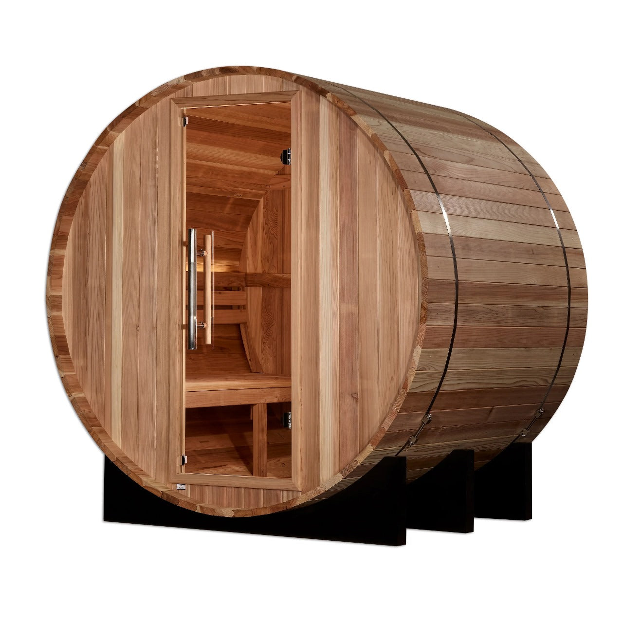 Golden Designs St. Moritz 2-4 Person Cedar Barrel Sauna & Harvia Traditional Electric Heater Kit | GDI-B002-01