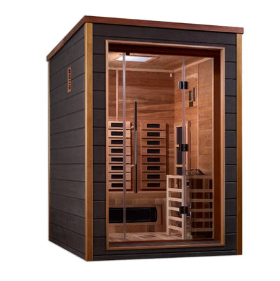 Golden Designs Nora 2 Person Hybrid (Full Spectrum IR or Traditional Stove) Outdoor Sauna | GDI-8222-01