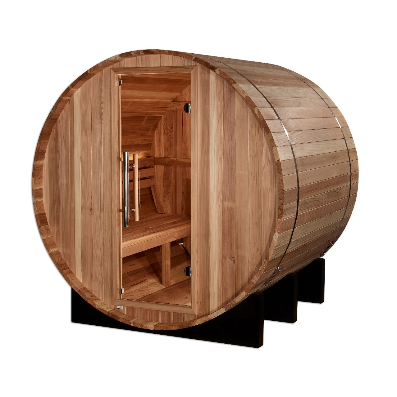 Golden Designs St. Moritz 2-4 Person Cedar Barrel Sauna & Harvia Traditional Electric Heater Kit | GDI-B002-01