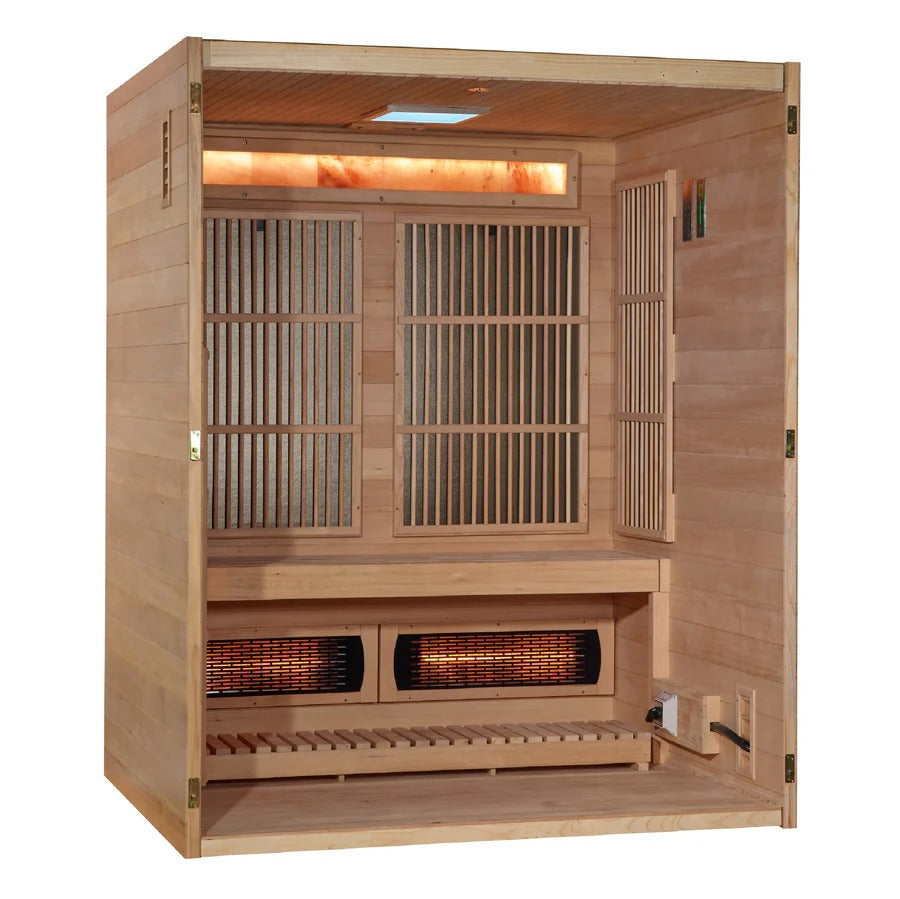Golden Designs 2025 Soria 3 Per Hybrid Sauna (Indoor) Full Spectrum and Harvia Traditional Stove | GDI-8330-01