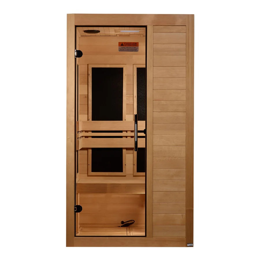 Golden Design S-Line Maxxus Low EMF FAR Infrared Sauna Canadian Hemlock | MX-S106-01