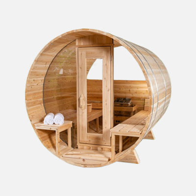 Dundalk Leisurecraft Serenity MP Barrel 4-Person Traditional Steam Sauna, Outdoor/Indoor | CTC2245MPE