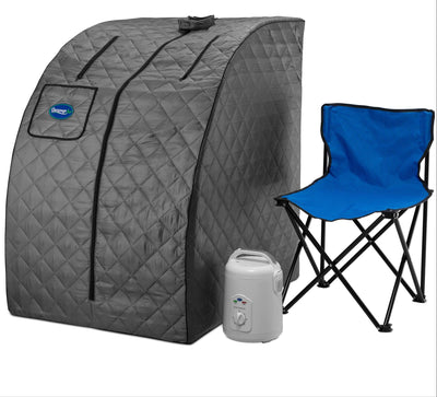 Durasage Lightweight Personal Steam Sauna Spa for Relaxation at Home, 60 Minute Timer, 800 Watt Steam Generator, Chair Included - Gray