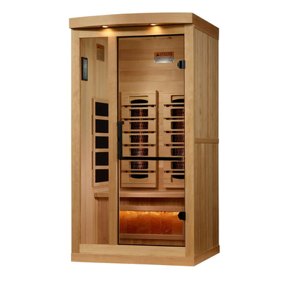 Golden Designs Reserve Edition 1-2 Person Full Spectrum Near Zero EMF FAR Infrared Sauna w/ Himalayan Salt Bar | GDI-8010-03