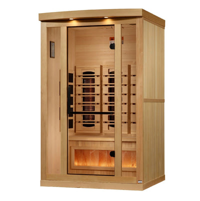 Golden Designs Reserve Edition 2-Person Full Spectrum Near Zero EMF FAR Infrared Sauna w/ Himalayan Salt Bar | GDI-8020-03