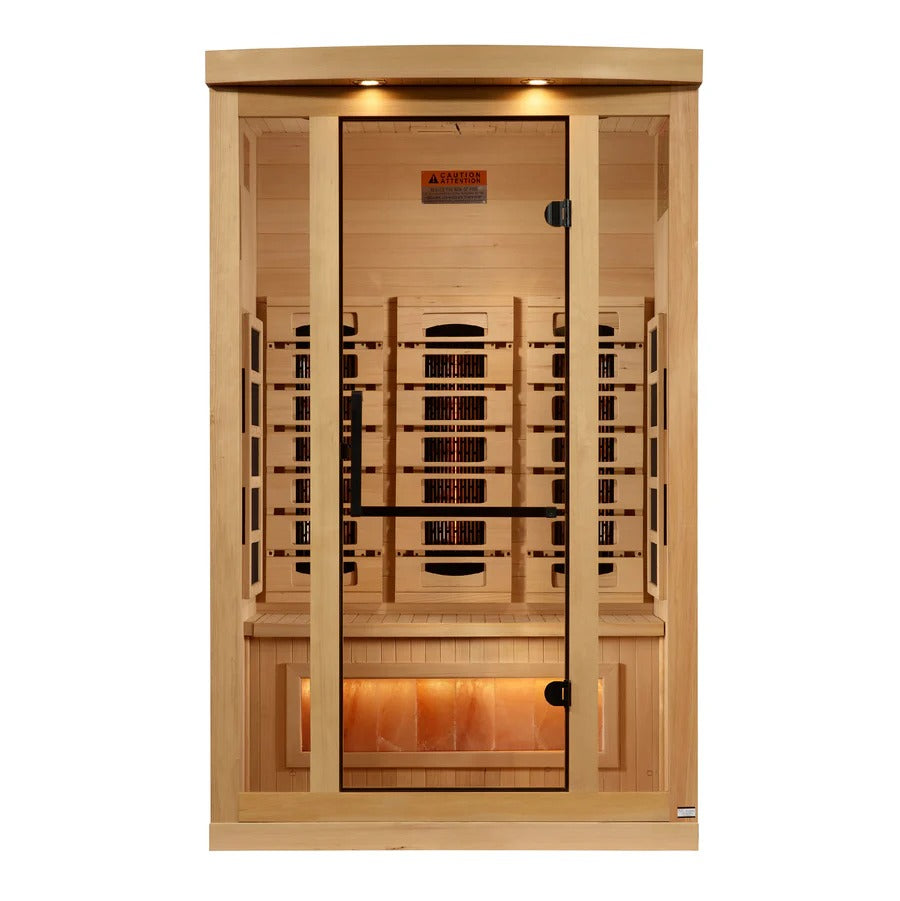Golden Designs Reserve Edition 2-Person Full Spectrum Near Zero EMF FAR Infrared Sauna w/ Himalayan Salt Bar | GDI-8020-03