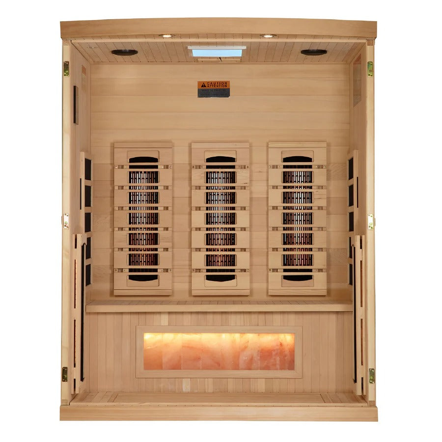 Golden Designs Reserve Edition 3-Person Full Spectrum Near Zero EMF FAR Infrared Sauna with Himalayan Salt Bar | GDI-8030-03