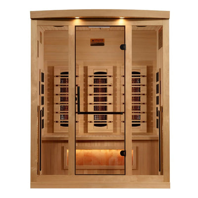 Golden Designs Reserve Edition 3-Person Full Spectrum Near Zero EMF FAR Infrared Sauna with Himalayan Salt Bar | GDI-8030-03