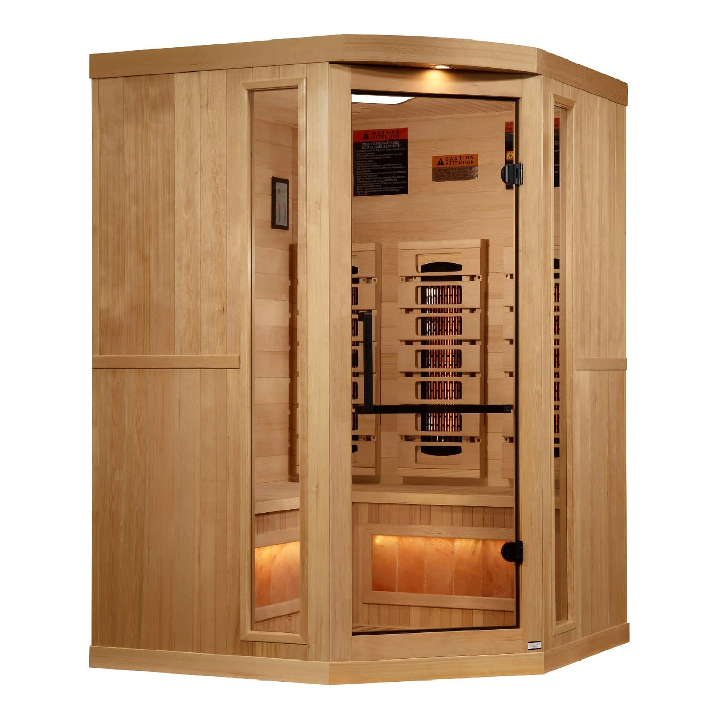 Golden Designs Reserve Edition 3-Person Corner Full Spectrum Near Zero EMF FAR Infrared Sauna w/ Himalayan Salt Bar | GDI-8035-03