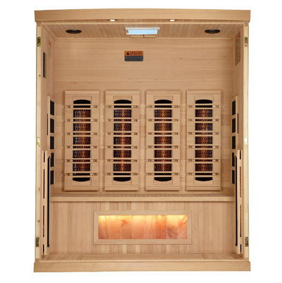 Golden Designs Reserve Edition 4-Person Full Spectrum Near Zero EMF FAR Infrared Sauna w/ Himalayan Salt Bar | GDI-8040-03