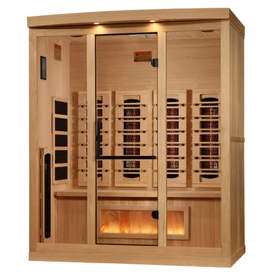 Golden Designs Reserve Edition 4-Person Full Spectrum Near Zero EMF FAR Infrared Sauna w/ Himalayan Salt Bar | GDI-8040-03
