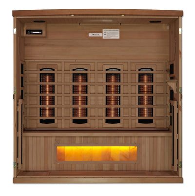 Golden Designs 4-Person Infrared Sauna Reserve Edition Full Spectrum with Himalayan Salt Bar | GDI-8040-02