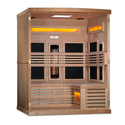 Golden Designs 3-Person Reserve Edition Sauna Full Spectrum with Himalayan Salt Bar | GDI-8230-01