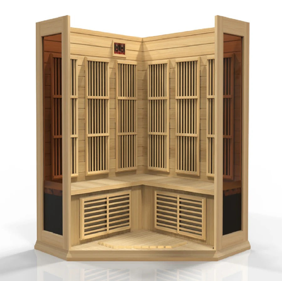 Maxxus 3 Person Corner Low EMF FAR Infrared Sauna Canadian Hemlock | MX-K356-01