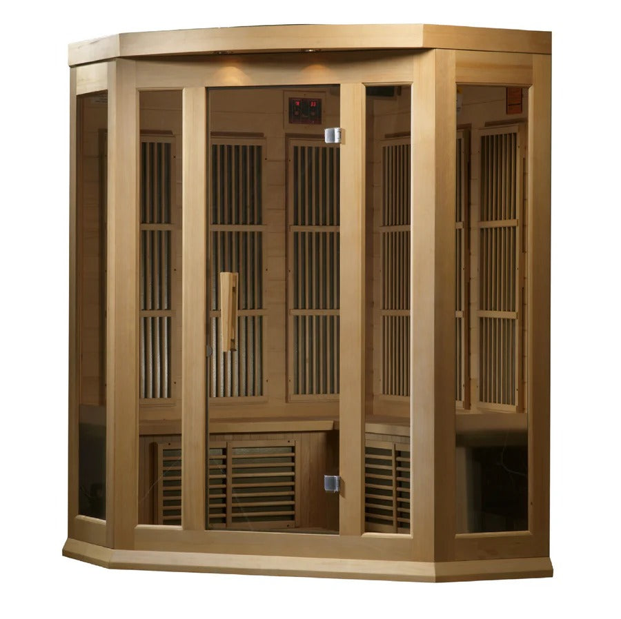 Maxxus 3 Person Corner Low EMF FAR Infrared Sauna Canadian Hemlock | MX-K356-01