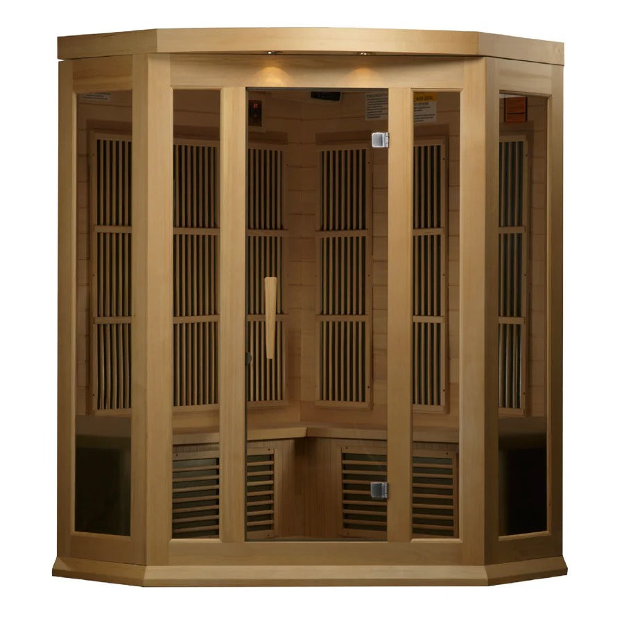 Maxxus 3 Person Corner Low EMF FAR Infrared Sauna Canadian Hemlock | MX-K356-01