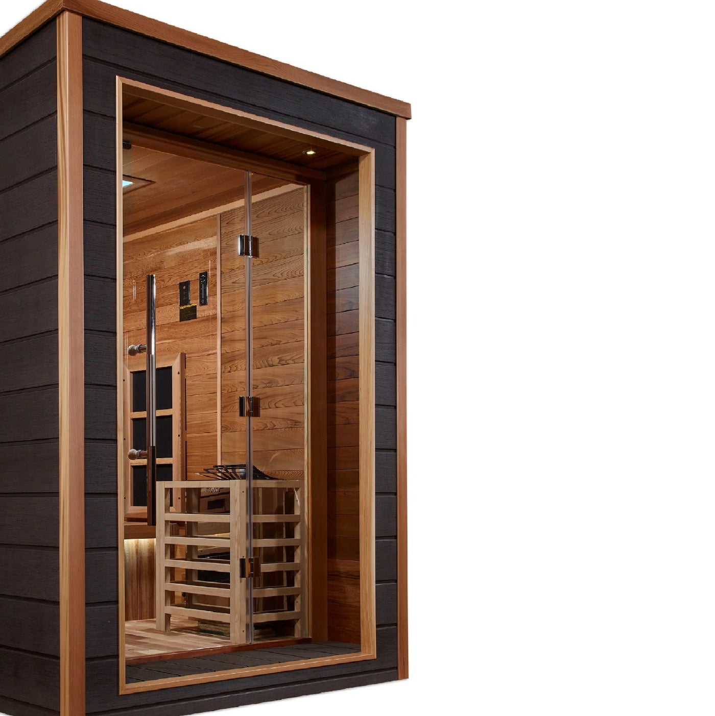 Golden Designs Karlstad 6 Person Hybrid Outdoor Sauna w/ Full Spectrum Infrared & Harvia Traditional Electric Heater Kit | GDI-8226-01