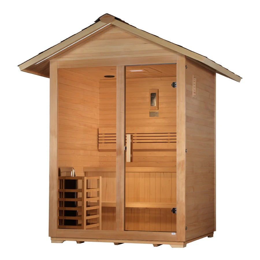 Golden Designs Arlberg 3 Person Outdoor Sauna & Harvia Traditional Electric Heater Kit | GDI-8103-01