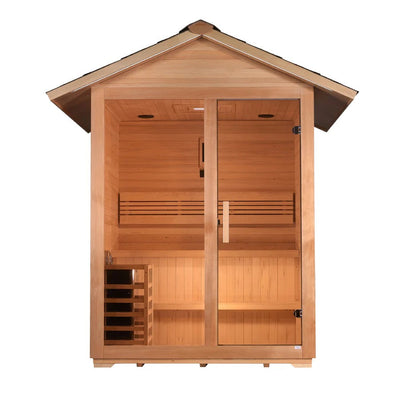 Golden Designs Arlberg 3 Person Outdoor Sauna & Harvia Traditional Electric Heater Kit | GDI-8103-01