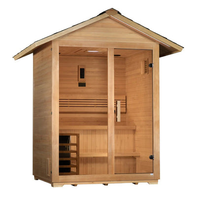 Golden Designs Arlberg 3 Person Outdoor Sauna & Harvia Traditional Electric Heater Kit | GDI-8103-01