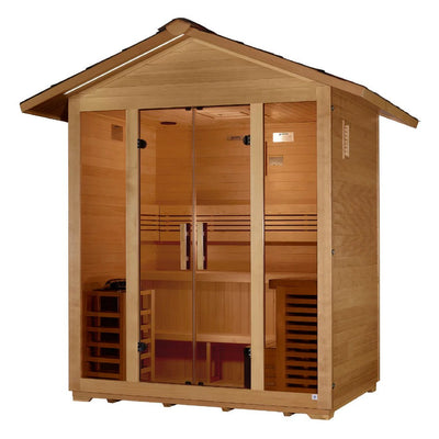 Golden Designs Vorarlberg 5-Person Outdoor Sauna & Harvia Traditional Electric Heater Kit | GDI-8105-01