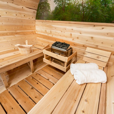 Dundalk Leisurecraft Serenity MP Barrel 4-Person Traditional Steam Sauna, Outdoor/Indoor | CTC2245MPE
