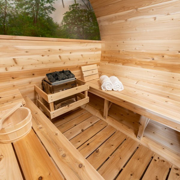 Dundalk Leisurecraft Serenity MP Barrel 4-Person Traditional Steam Sauna, Outdoor/Indoor | CTC2245MPE