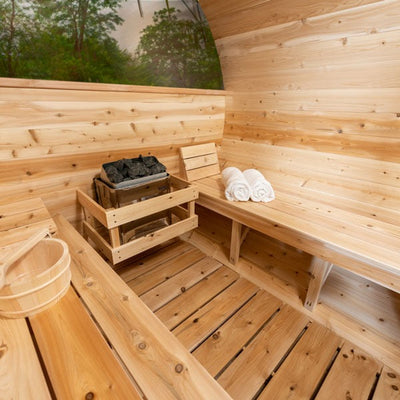 Dundalk Leisurecraft Serenity MP Barrel 4-Person Traditional Steam Sauna, Outdoor/Indoor | CTC2245MPE