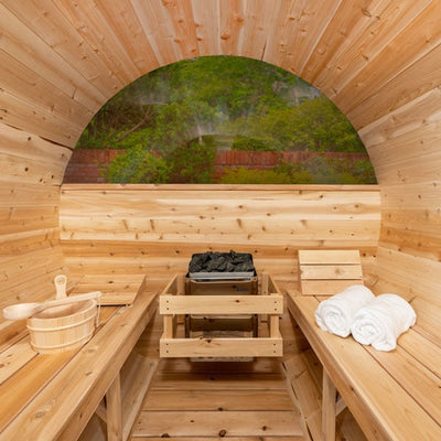 Dundalk Leisurecraft Serenity MP Barrel 4-Person Traditional Steam Sauna, Outdoor/Indoor | CTC2245MPE