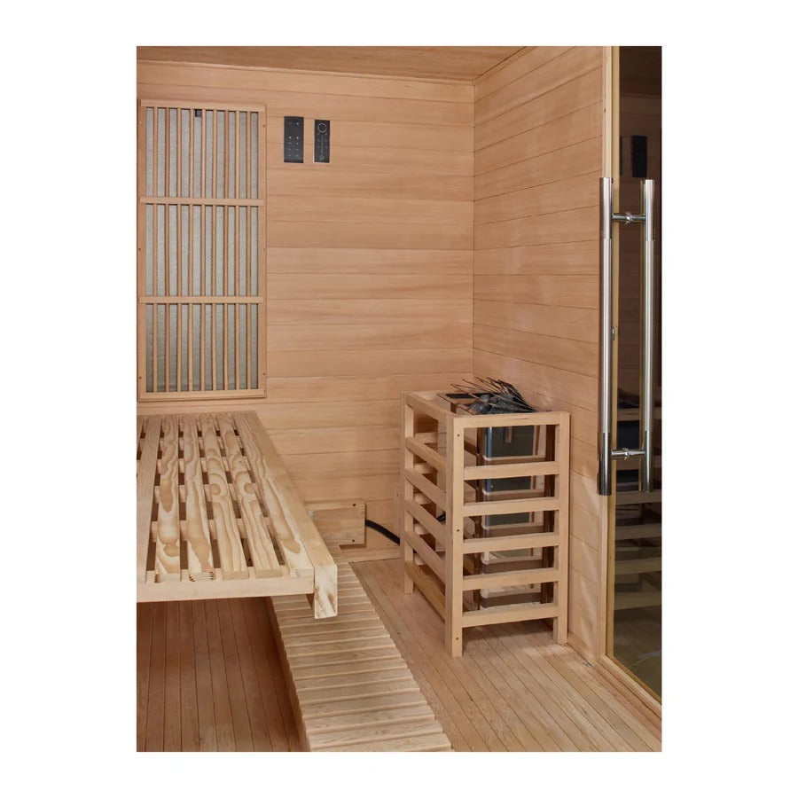 Golden Designs 2025 Soria 3 Per Hybrid Sauna (Indoor) Full Spectrum and Harvia Traditional Stove | GDI-8330-01