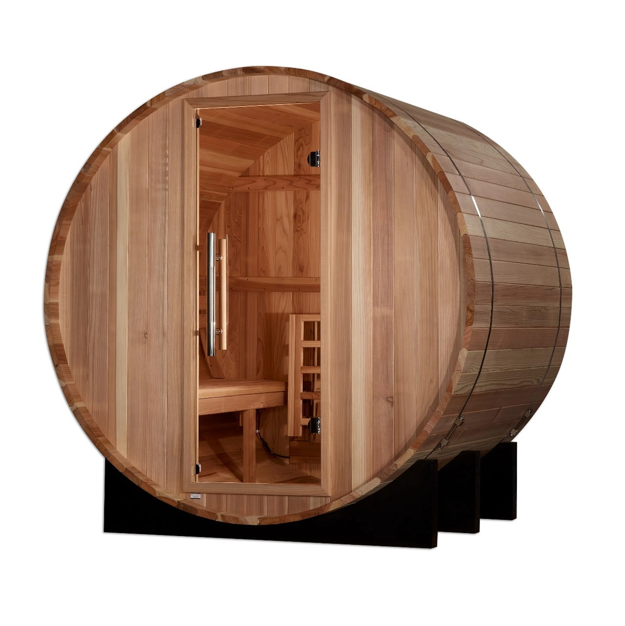 Golden Designs St. Moritz 2-4 Person Cedar Barrel Sauna & Harvia Traditional Electric Heater Kit | GDI-B002-01