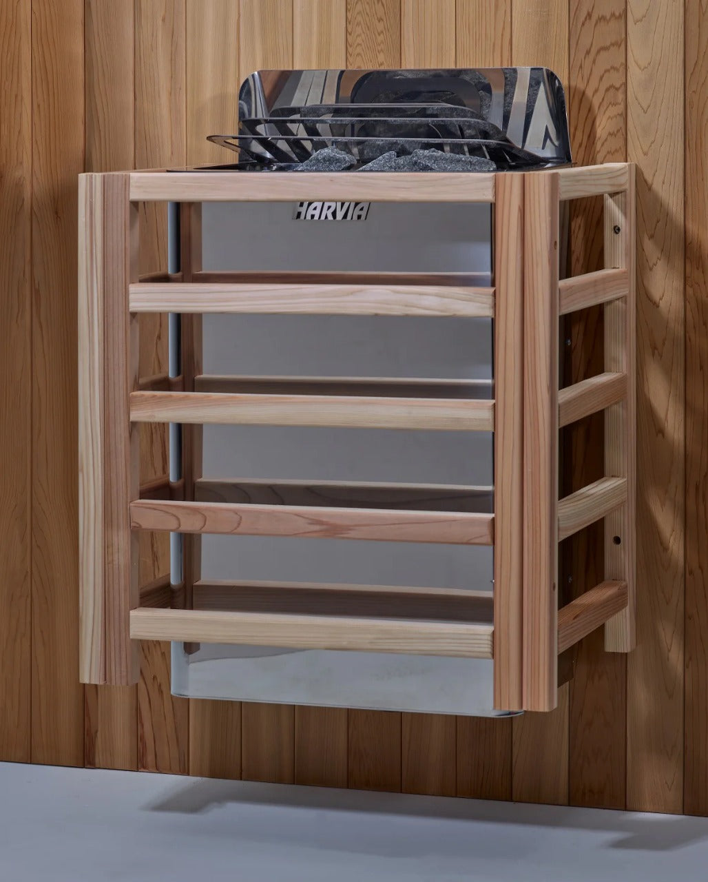 Golden Designs Zurich 4-Person Cedar Barrel Sauna w/ Panoramic Rear Window & Harvia Traditional Electric Heater Kit | GDI-B024-01