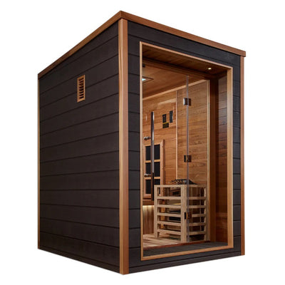 Golden Designs Nora 2 Person Hybrid (Full Spectrum IR or Traditional Stove) Outdoor Sauna | GDI-8222-01
