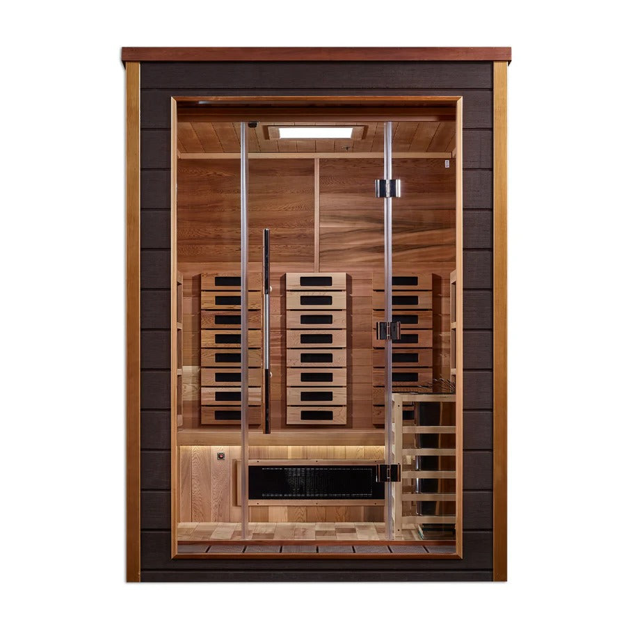 Golden Designs Nora 2 Person Hybrid (Full Spectrum IR or Traditional Stove) Outdoor Sauna | GDI-8222-01
